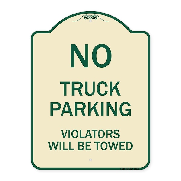 Signmission Parking Restriction No Truck Parking Violators Towed Heavy-Gauge Alum Sign, 24" x 18", TG-1824-23370 A-DES-TG-1824-23370 - main